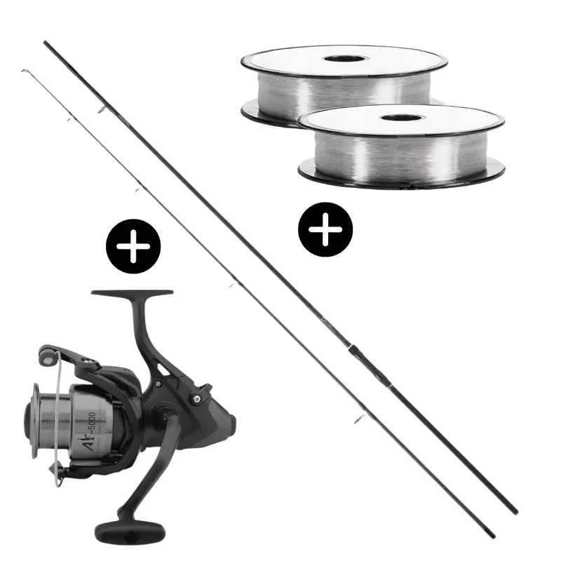 Daiwa Karpfen Komplett Set D-Carp 12ft 3lbs 50er Startring + Okuma AK5000 + GoFish Advance Mono 0,28mm 13,4lbs Nejlepší Cena